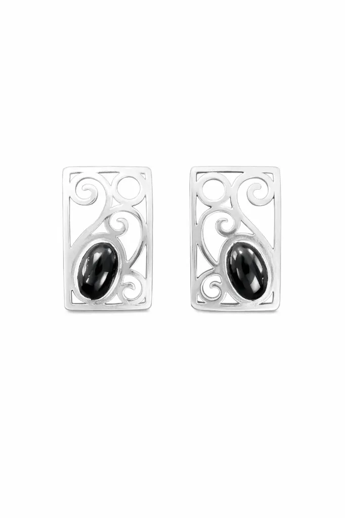 Pendientes Azabache rectangular
