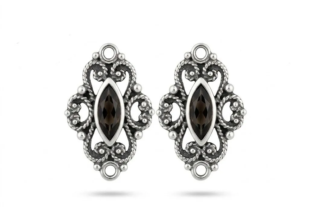 [P04013] Pendientes Azabache Filigrana