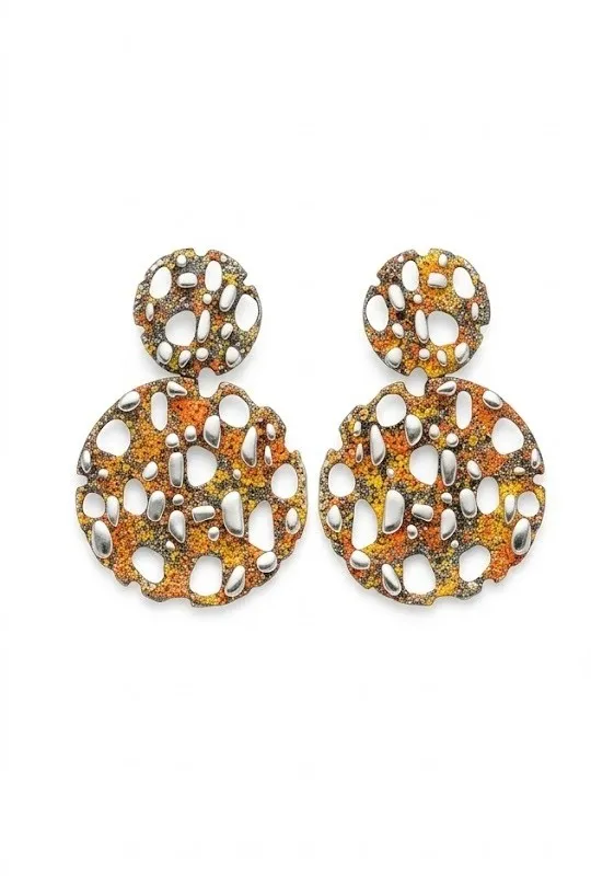 [0112337P2-D14] Pendientes Moon naranja