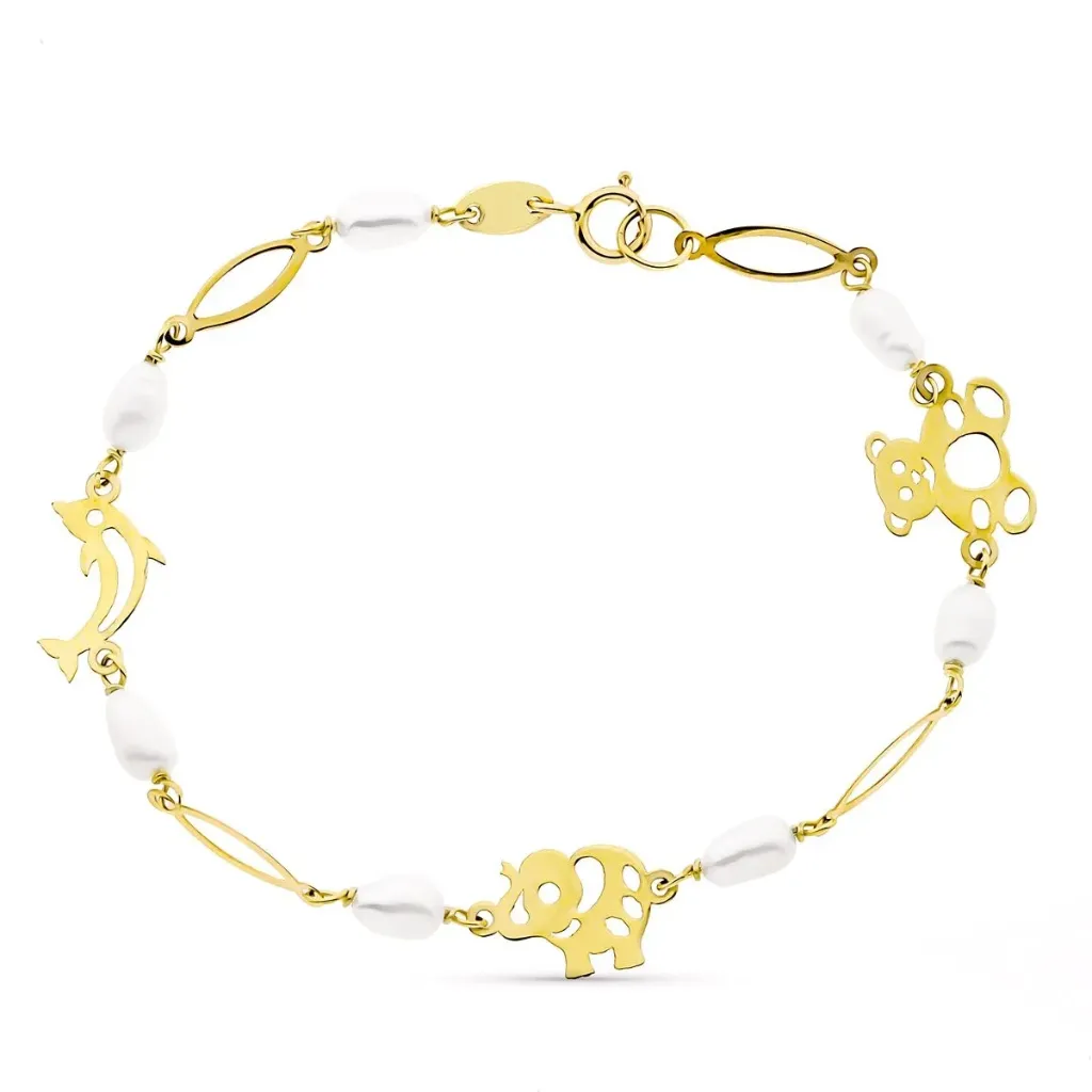 [9k160288] Pulsera Animales Oro 9K