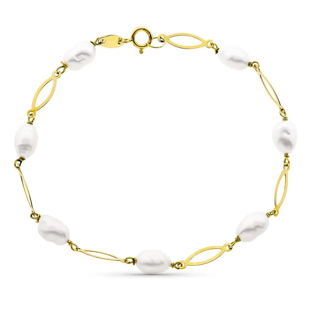 [18000085] Pulsera entrepieza y perla Oro 18K