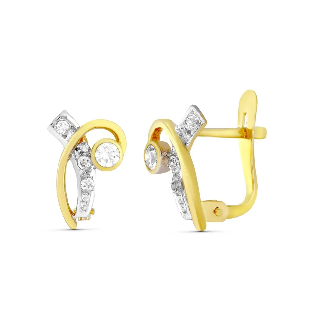 [15977] Pendientes Oro 18K Bicolor y Circonita