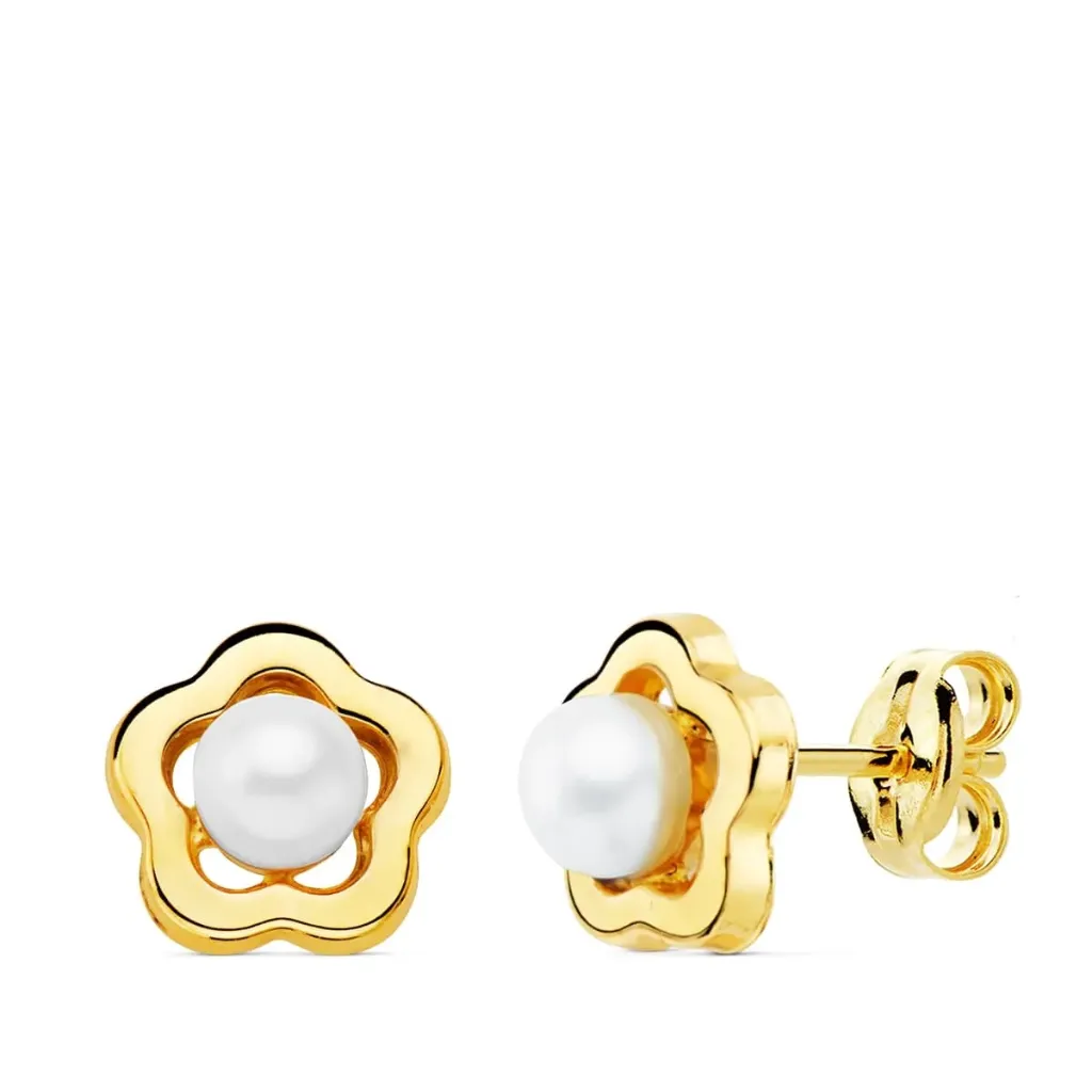 Pendientes Oro 18K Flor