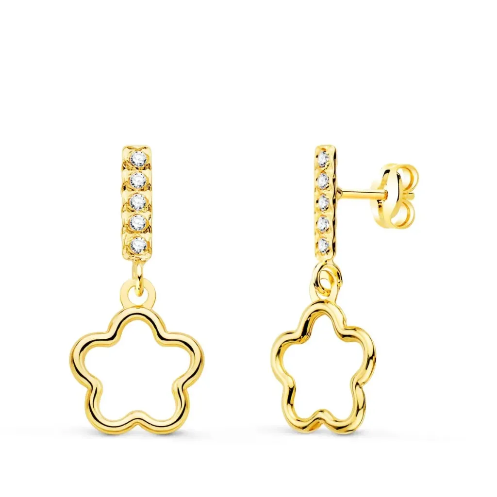 [21079] Pendientes Oro 18K Margarita y Circonita