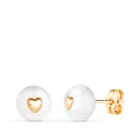 Pendientes Oro 18K de Perla y Corazón