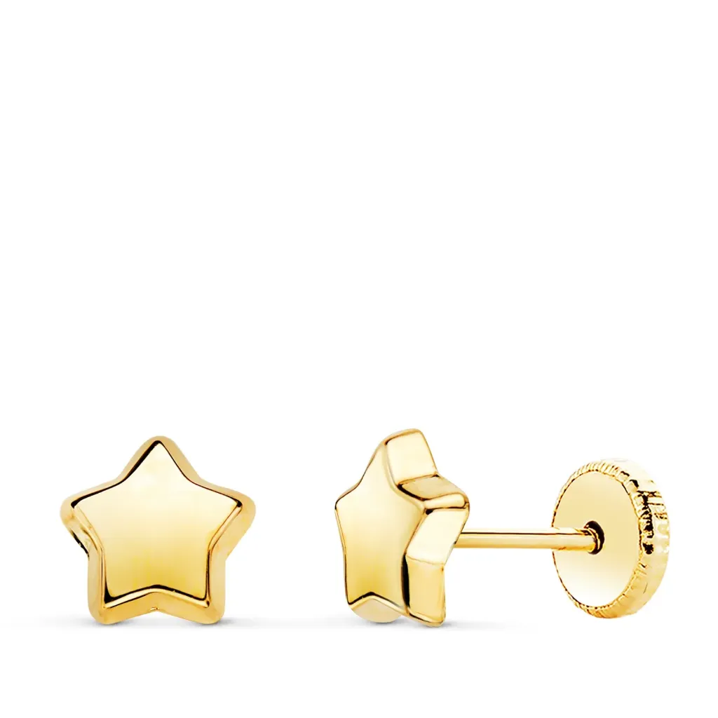 [N6945-5AT] Pendientes Oro 18K Estrella Lisa