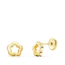 Pendientes Oro 18K Flor Brillo